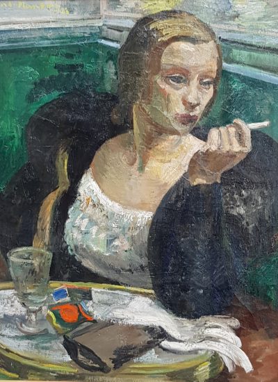 Planson N°143 femme au café 1933 81x65 cm HST
